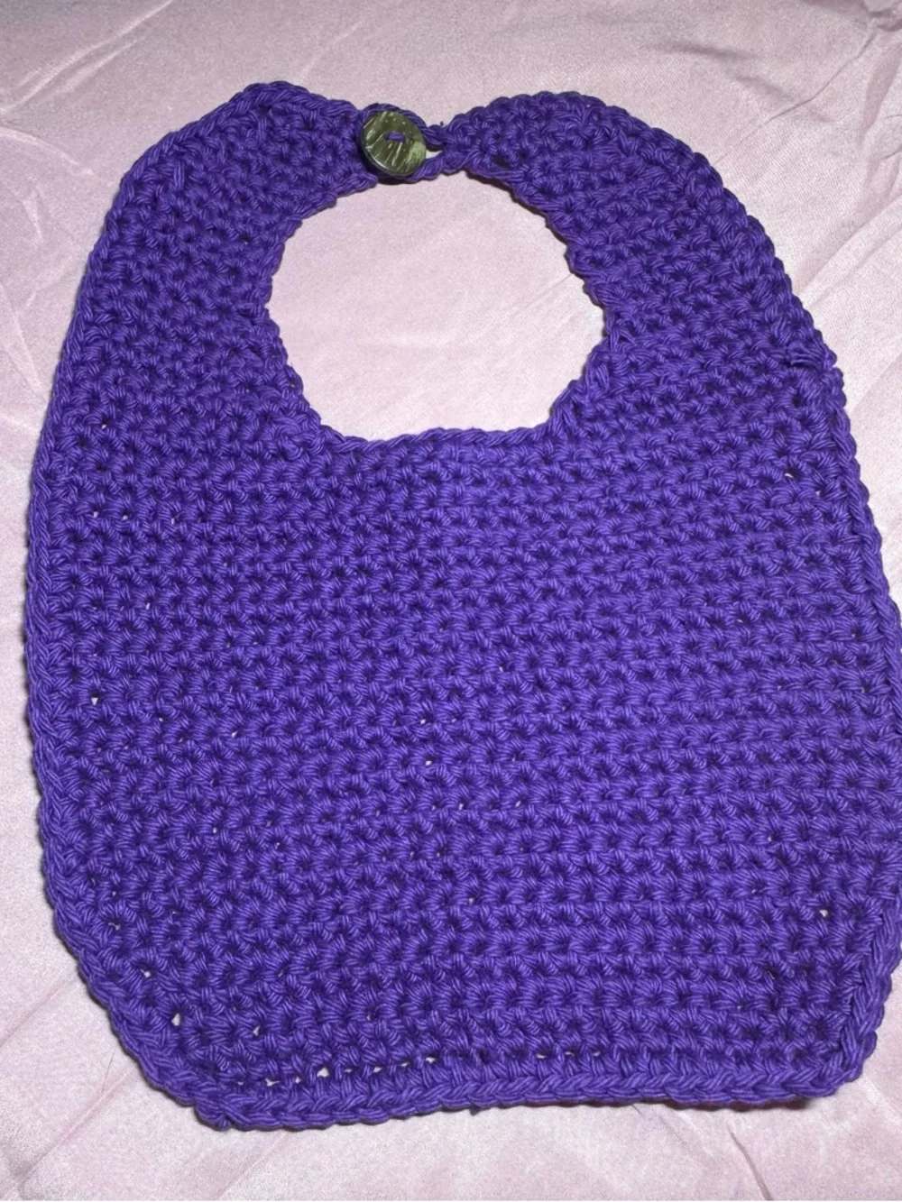 Handmade 100% Cotton Baby Bibs with Coconut Button in Purple - Set of 2